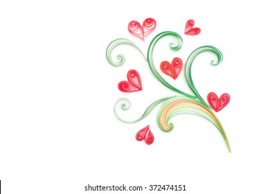 Hand made of paper quilling technique. Valentine's day. Love concept.