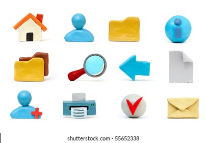 Hand made plasticine icon set  for  common internet functions - Shutterstock ID 55652338