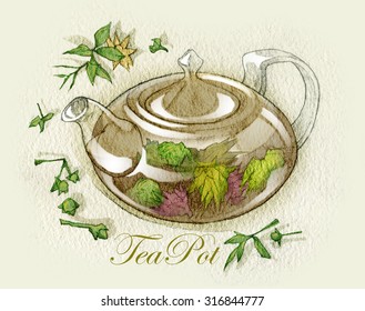 Hand made sketch of tea or coffee cup made in vintage style. Fullsize raster artwork. - Shutterstock ID 316844777