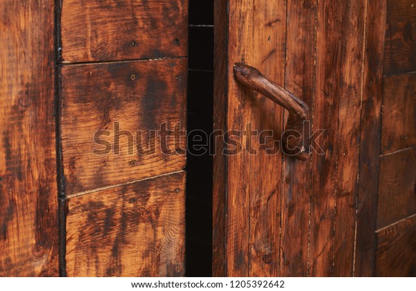 Hand Made Wooden Door Handle Wild Stock Photo Edit Now 1205392642