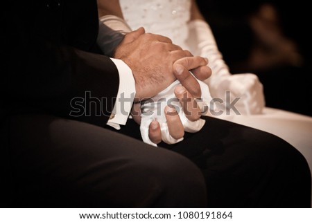 Similar – Image, Stock Photo hands intertwined wedding couple on wedding day