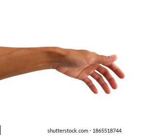 hand of man is show gesture to reach out pick up or take something isolated on white background - Shutterstock ID 1865518744
