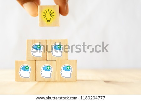 hand man try to pull or put an idea after the positive thinking team are brainstorm, meeting, discuss, find a solution, resolve the problem