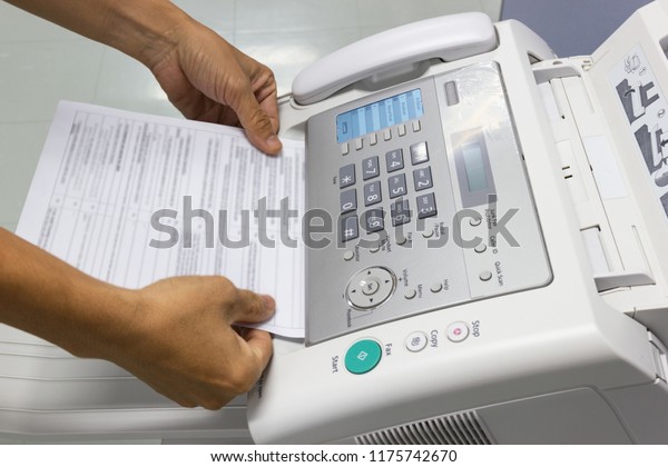 Hand Man Using Fax Machine Office Stock Photo 1175742670 | Shutterstock