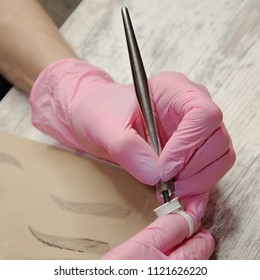 Hand Master With Tool For Microblading, Training In Permanent Makeup