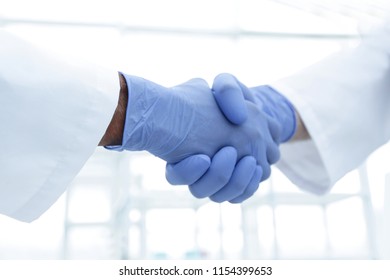 Hand In The Medical Glove (handshake)