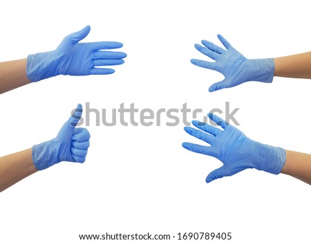 hand in a medical glove isolated on a white background
