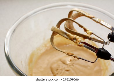 Hand Mixer Beaters Mixing A Smooth Cookie Dough Batter