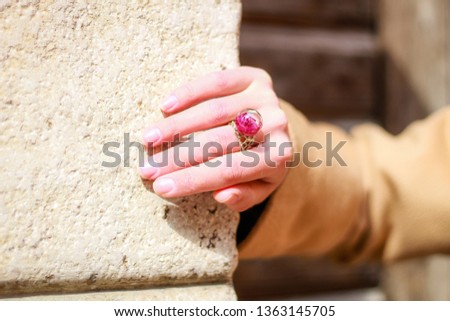 Similar – a woman and a child show their nail polish