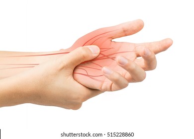 hand nerve pain white background