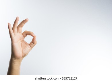 hand ok sign on white background