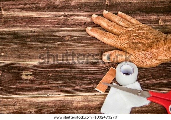 Hand Old Man Has Problem Wiht Stock Photo Edit Now 1032493270