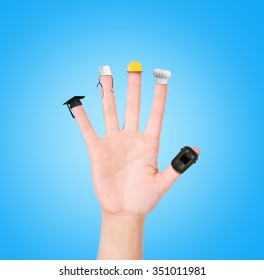 Hand On Each Finger Different Professions,career Choice Options