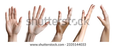 Hand on white background cutout file. Mockup template for artwork design. perspective positions many different angle, open, palm
