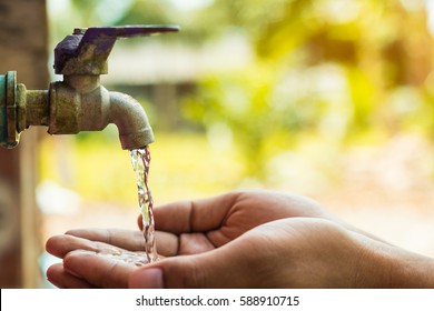 hand open for drinking tap water
