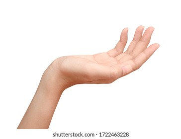 Hand open and ready to help or receive. Gesture isolated on white background with clipping path. Helping hand outstretched for salvation. - Shutterstock ID 1722463228