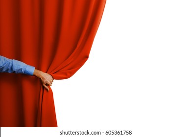 Hand Open Red Curtain