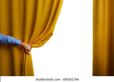 Hand Open Yellow Curtain