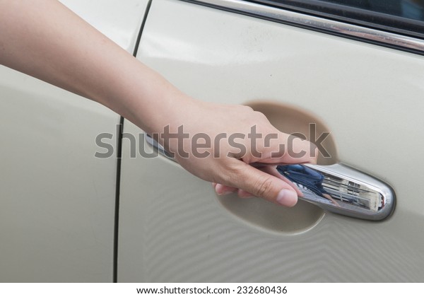 Hand Opening Car Door Stock Photo Edit Now 232680436