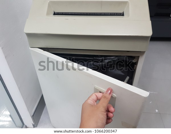 Hand Opening Tray Document Shredder Removing Stock Photo Edit Now