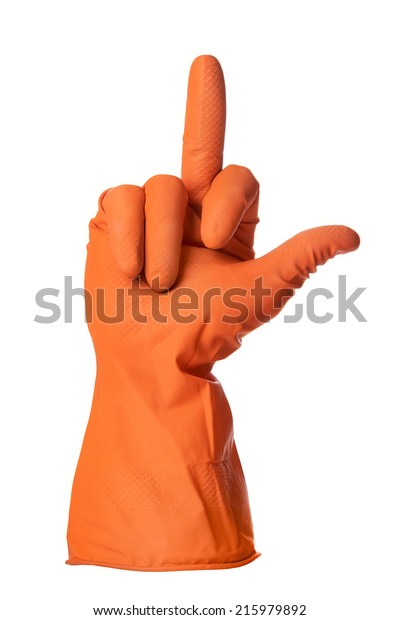 orange rubber gloves