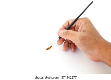 Hand Paint Brush Set Tool Art  On White Background
