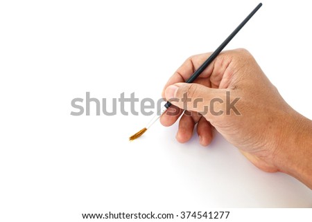 hand paint brush set tool art  on white background