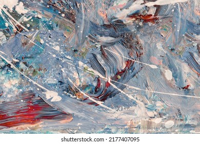 Hand painted Abstract background with impasto textures. Oil and acrylic painting, Thick paint texture. High Detail. Blue ocean tones - Shutterstock ID 2177407095