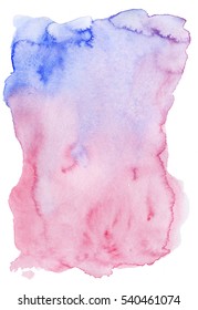 Hand painted blue and pink watercolor texture on white background