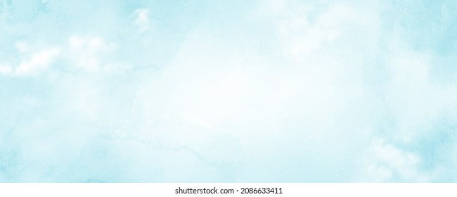 Hand painted blue sky and clouds, abstract watercolor background, illustration - Shutterstock ID 2086633411