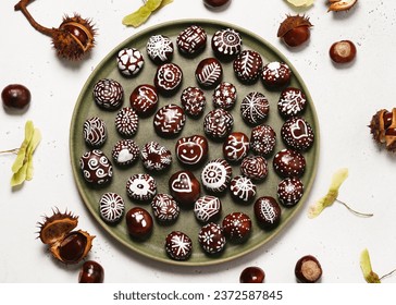 Hand painted chestnuts and