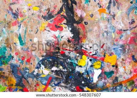 Hand painted tangle and messy abstract grunge background. Fragment of artwork. Colorful paint tangle texture. acrylic painting messy on wood