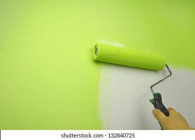 Hand Painting Wall In Green