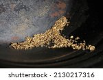 hand panned river gold nuggets from Bulgaria in gold pan