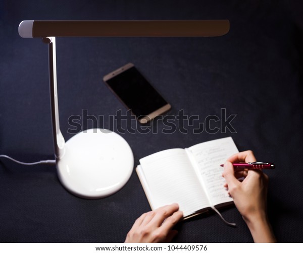 dark blue desk lamp
