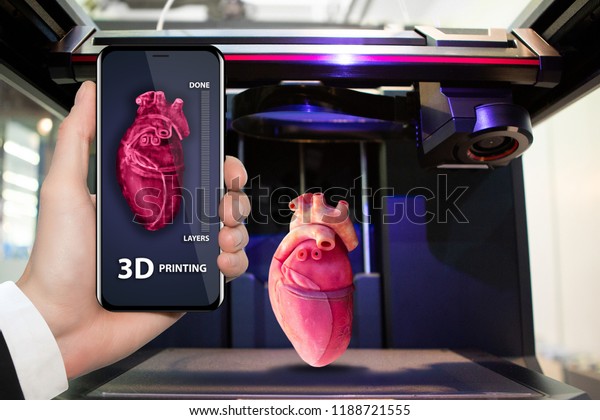 Hand Mit Telefon Anwendung Zum Drucken Stockfoto Jetzt Bearbeiten