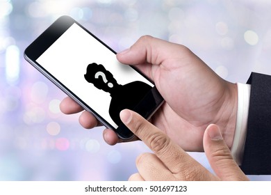 Hand Phone, Who Is Calling Person Holding A Smartphone On Blurred Cityscape Background