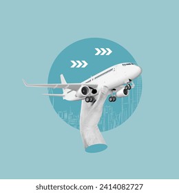 Hand with plane, plane takeoff, plane landing, man driving, technology, human intervention, playing with plane, Airplane, Hand, Toy, Grab, travel, cost of planes, Globe, Model
