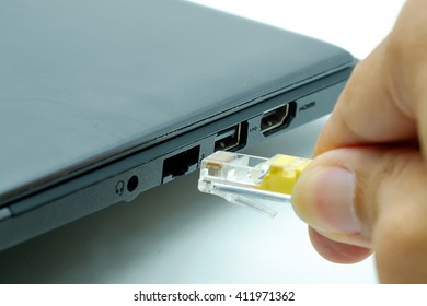 Hand Plug Lan Cable On White Stock Photo 411971362 | Shutterstock