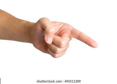 Hand up to point finger isolated on white, hand sign theme.