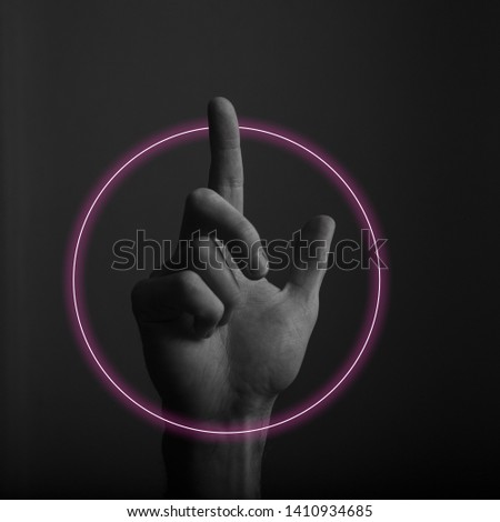 Image, Stock Photo Woman making a rock sign with her hand