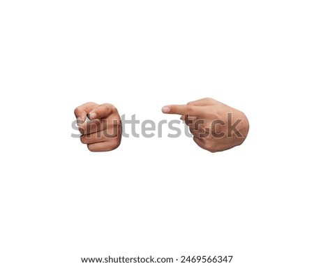 Hand pointing to front and to side