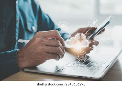 Hand pointing with virtual artificial intelligence with changing cloud computing technology. cloud technology storage The concept of networks and internet services. - Powered by Shutterstock - Get 15% off with code: PIKWIZARD15