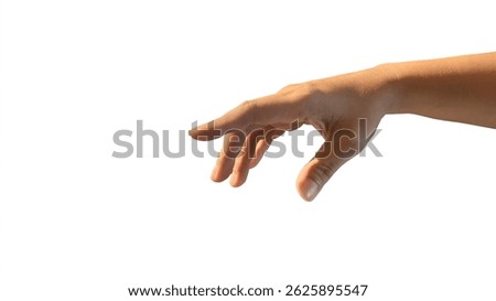 Hand pointing weak isolated on white background