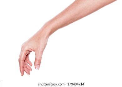 Hand Pose Like Picking Something Isolated On White 