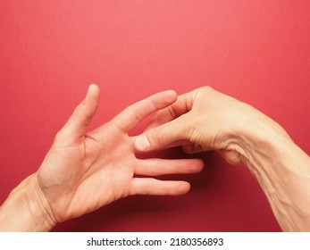 Hand position for mudra no. 1 in Jin Shin Jyutsu, alternative healing method or self-help concept, Asian medicine, awareness raising - Shutterstock ID 2180356893