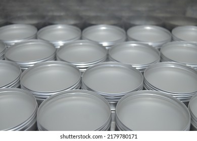 Hand Poured Mens Grooming Pomade Making Process On Metal Silver Tin Can