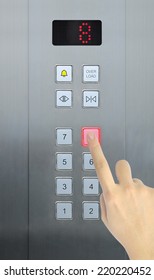 hand press 8 floor in elevator