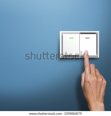 hand pressing electronic-light switch