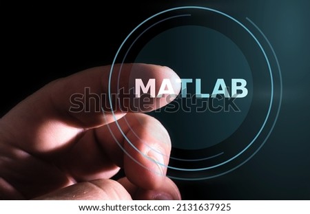 Hand pressing MATLAB button on virtual screen